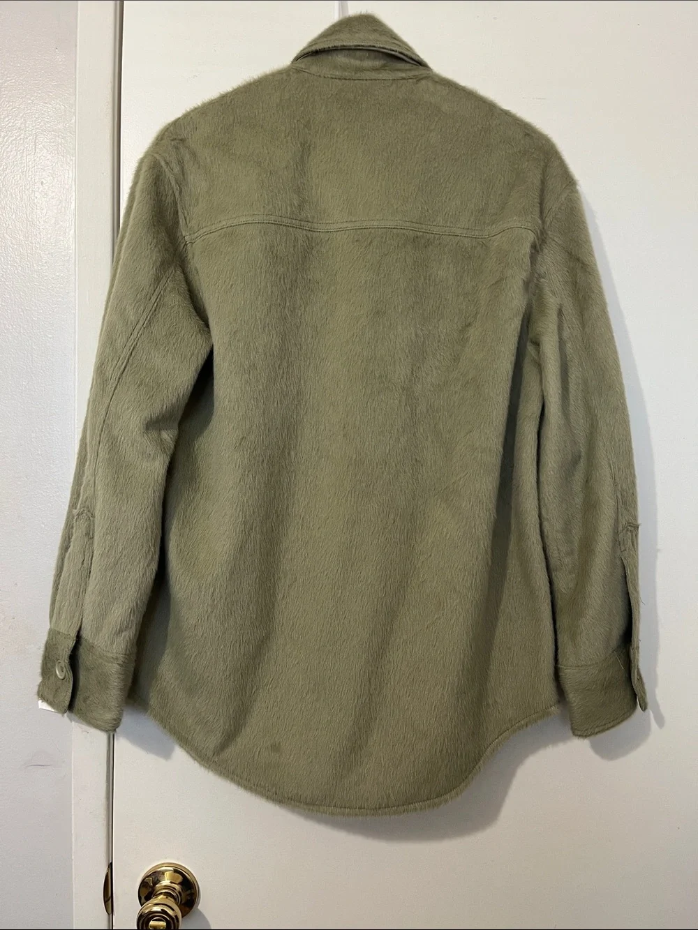 Reformation Faux Fur Ridley jacket Olive Green Shacket Jacket - Size S